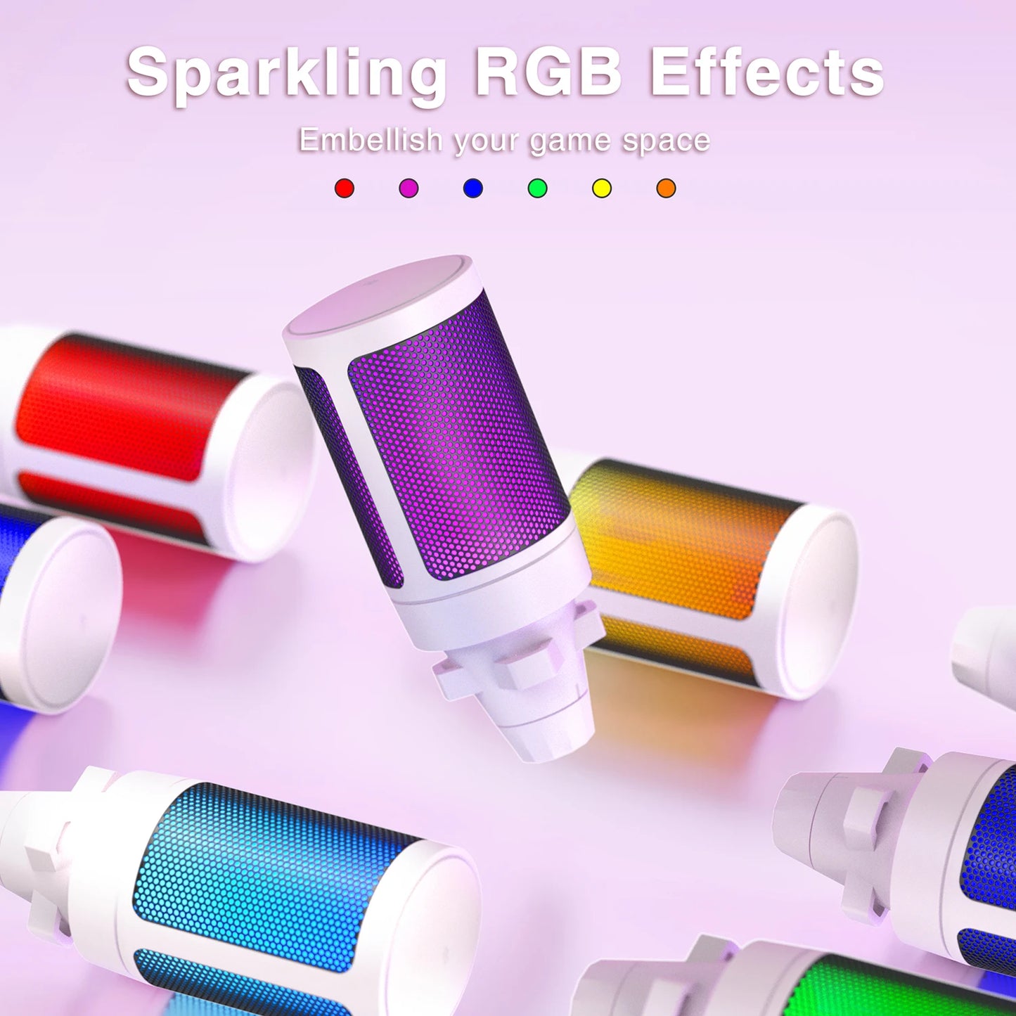 Micrófono USB AmpliGame A2W Blanco – RGB, Mute Rápido y Trípode para Gaming y Streaming Casual