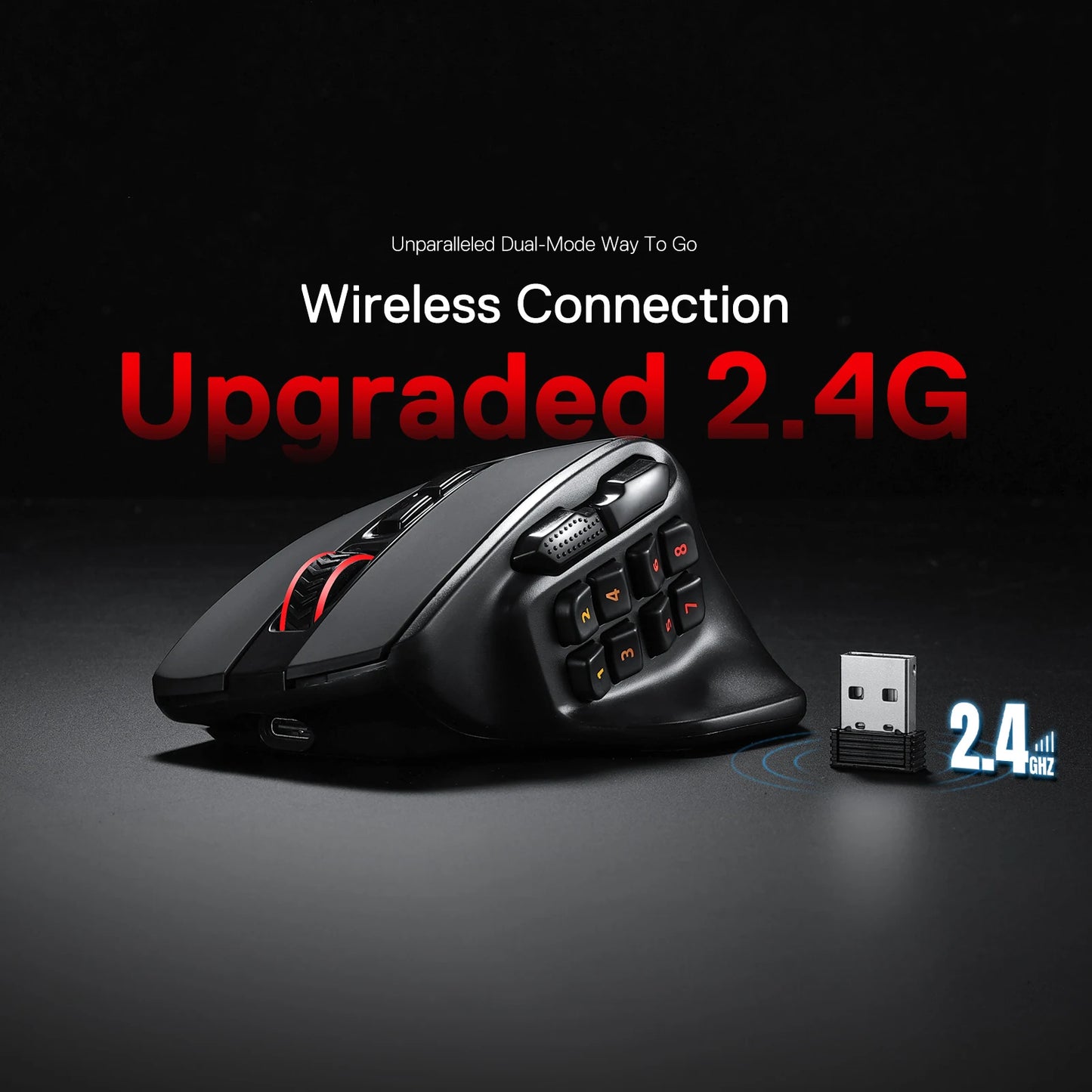 Redragon M811 PRO – Mouse Gamer Inalámbrico RGB con 15 Botones Programables y 10 Teclas Macro Laterales