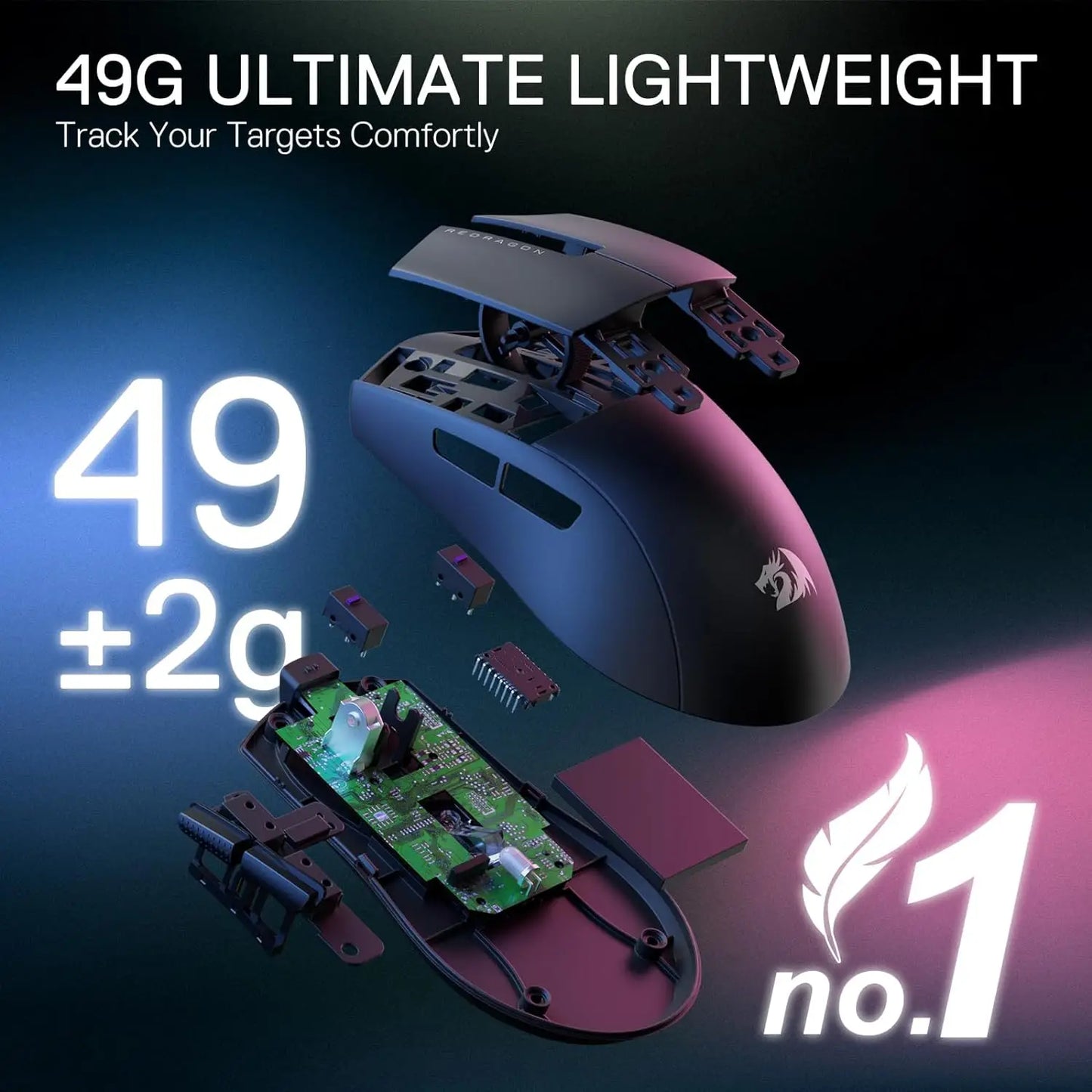 Redragon M916 PRO | Mouse Gamer 4K Wireless – 49g Ultraligero, 26K DPI, RGB