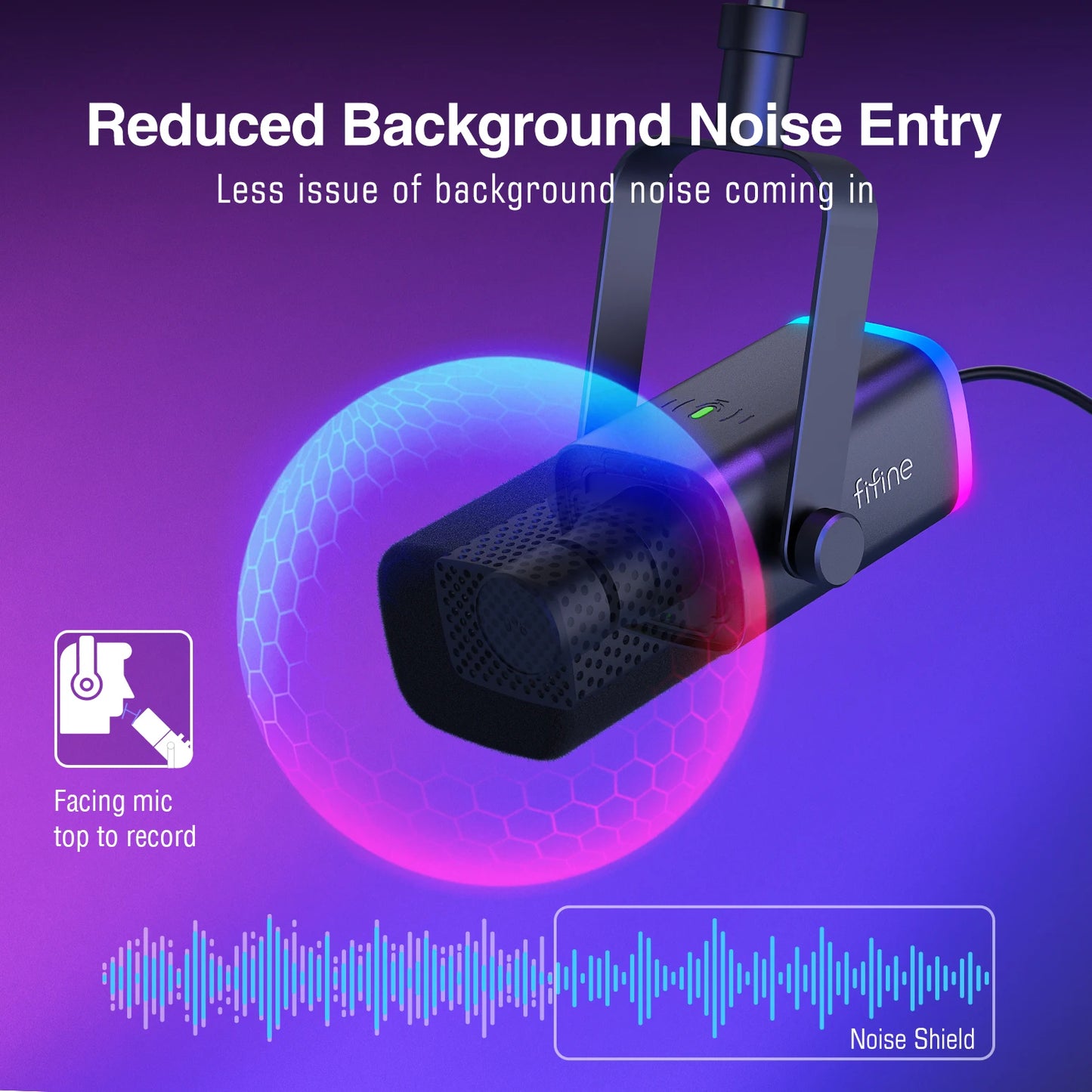 Micrófono FIFINE AM8T XLR/USB – RGB, Mute, Brazo y Monitoreo en Tiempo Real para Gaming y Streaming