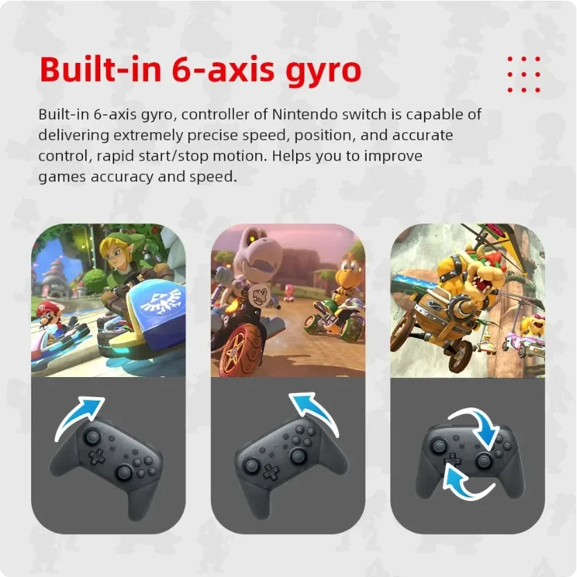 Controlador Inalámbrico Bluetooth con Giroscopio de 6 Ejes y Vibración HD | Compatible con PC y Consolas Bluetooth