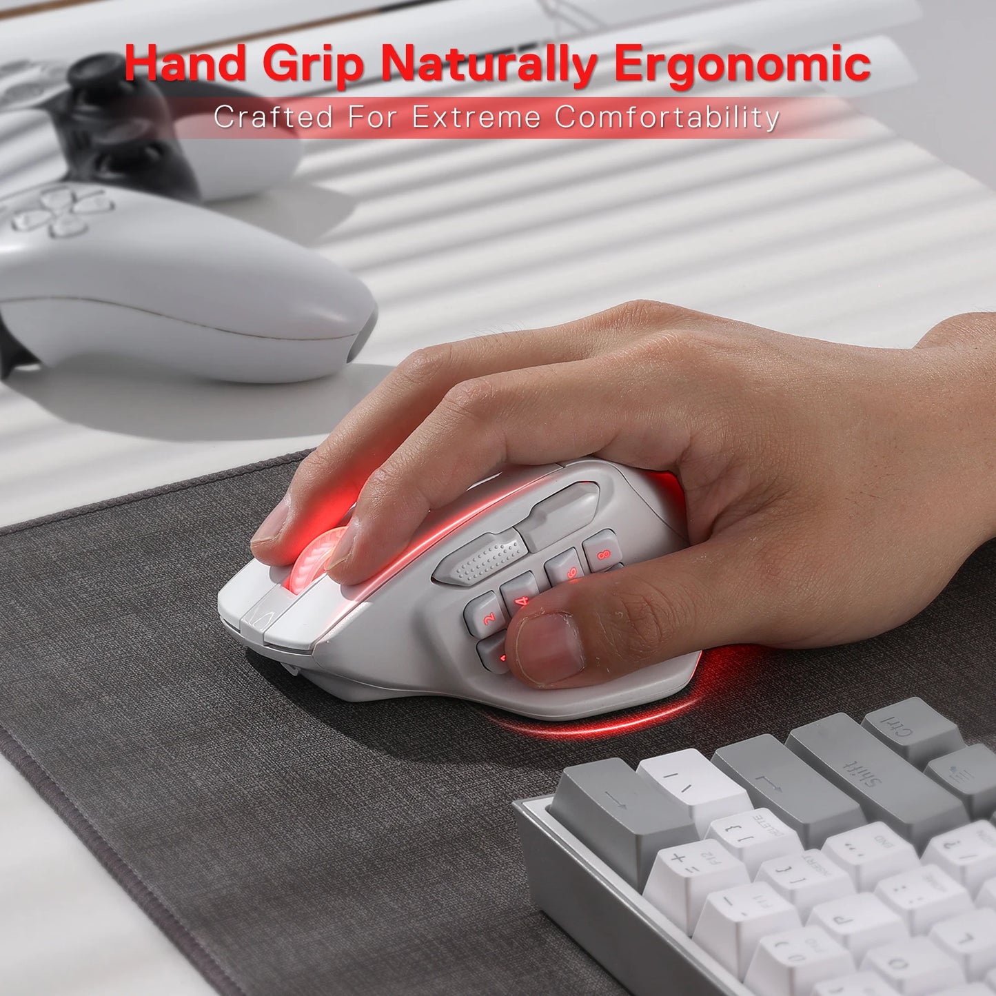 Redragon M811 PRO – Mouse Gamer Inalámbrico RGB con 15 Botones Programables y 10 Teclas Macro Laterales