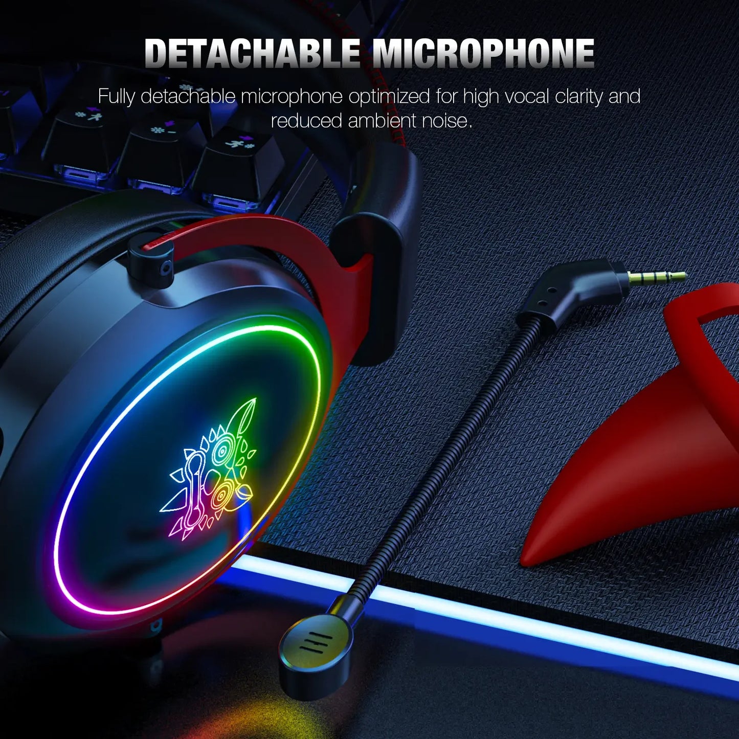 ONIKUMA X10 Wired RGB Headphones | Diseño con cuernos + Mic HD & RGB Light