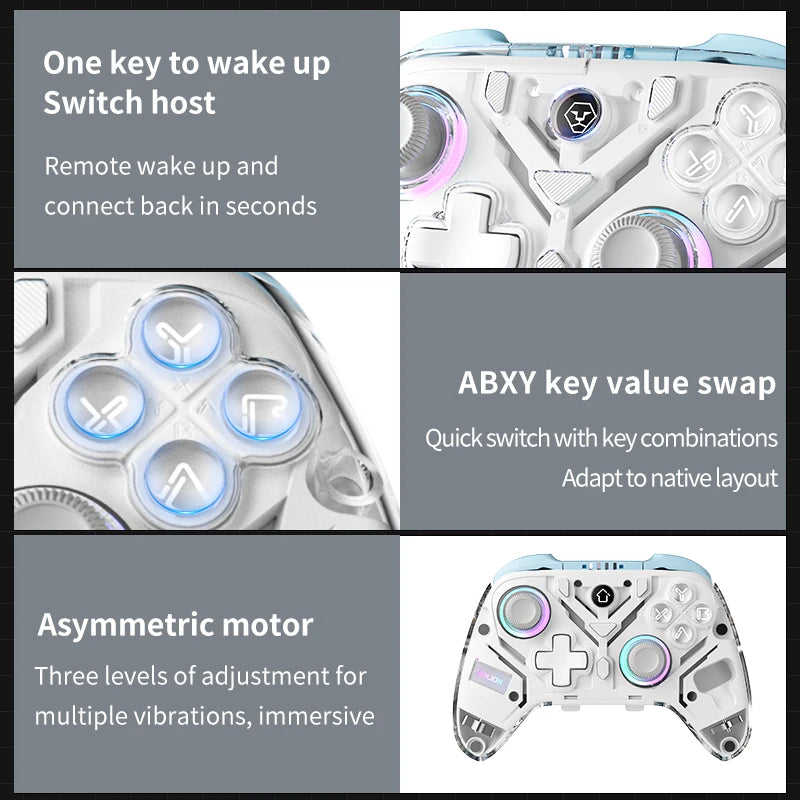 Aolion K10 RGB – Controlador Inalámbrico con Joystick Efecto Hall y Giroscopio | Compatible con Switch, PC y Teléfono