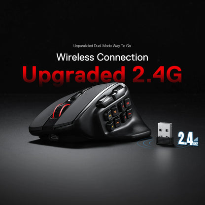 Redragon M811 PRO – Mouse Gamer Inalámbrico RGB con 15 Botones Programables y 10 Teclas Macro Laterales
