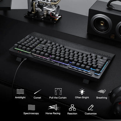 Redragon K515 SHIVA | Teclado Gamer RGB Membrana – 98 Teclas, Macros, Reposamuñecas Ergonómico