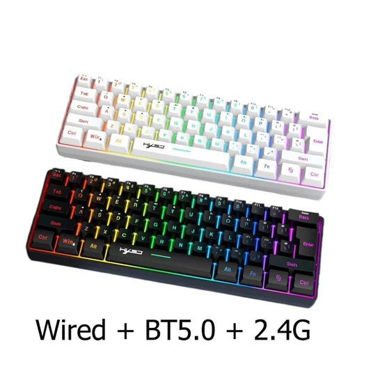 HXSJ L500 | Teclado Gamer Compacto 61 Teclas – RGB, Triple Modo (BT/2.4 GHz/Cable)