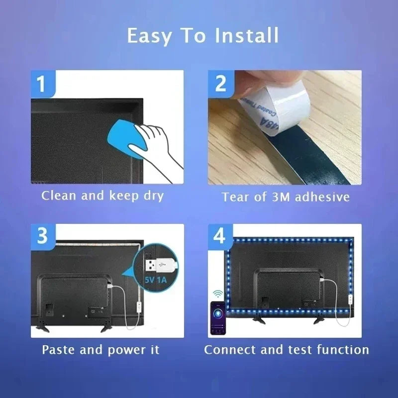 Tira LED RGB con Control por App y USB – Iluminación Personalizable para Setups Gamer, Vitrinas o Pared