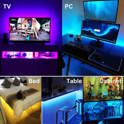 Tira LED RGB con Control por App y USB – Iluminación Personalizable para Setups Gamer, Vitrinas o Pared