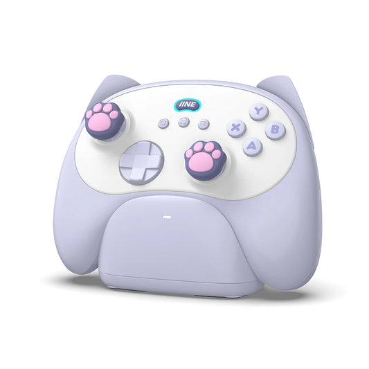 Controlador IINE Meow Cat con Base de Carga | Compatible con Switch, PC, iOS y Android