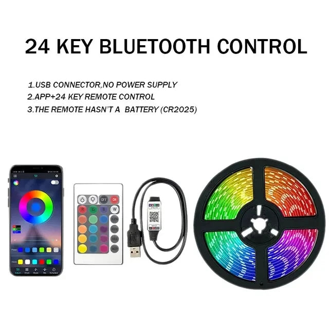 Tira LED RGB con Control por App y USB – Iluminación Personalizable para Setups Gamer, Vitrinas o Pared