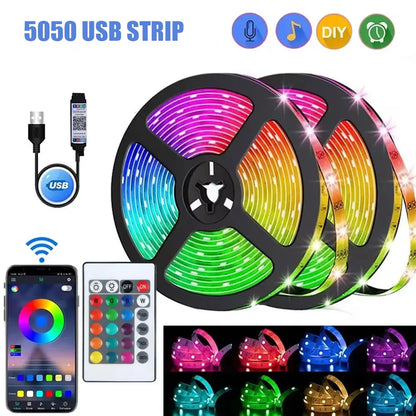 Tira LED RGB con Control por App y USB – Iluminación Personalizable para Setups Gamer, Vitrinas o Pared