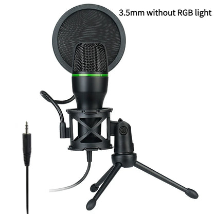 Micrófono Condensador USB/3.5mm para PC – Ideal para Gaming, Streaming y Karaoke
