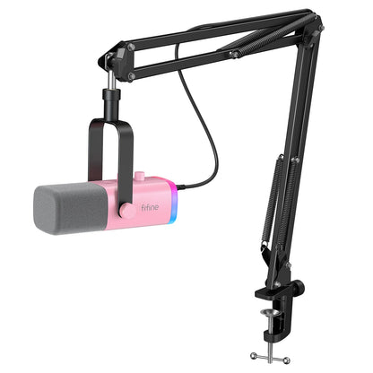 Micrófono FIFINE AM8T XLR/USB – RGB, Mute, Brazo y Monitoreo en Tiempo Real para Gaming y Streaming