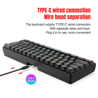 HXSJ L500 | Teclado Gamer Compacto 61 Teclas – RGB, Triple Modo (BT/2.4 GHz/Cable)