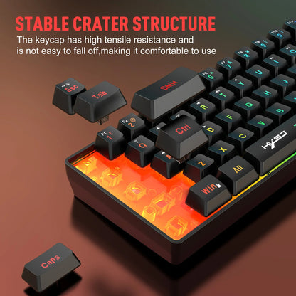 HXSJ L500 | Teclado Gamer Compacto 61 Teclas – RGB, Triple Modo (BT/2.4 GHz/Cable)