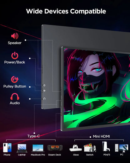 UPERFECT UGame C2 Pro – Monitor Portátil 16″ QHD 144 Hz | IPS 100 % sRGB, USB-C / HDMI, FreeSync